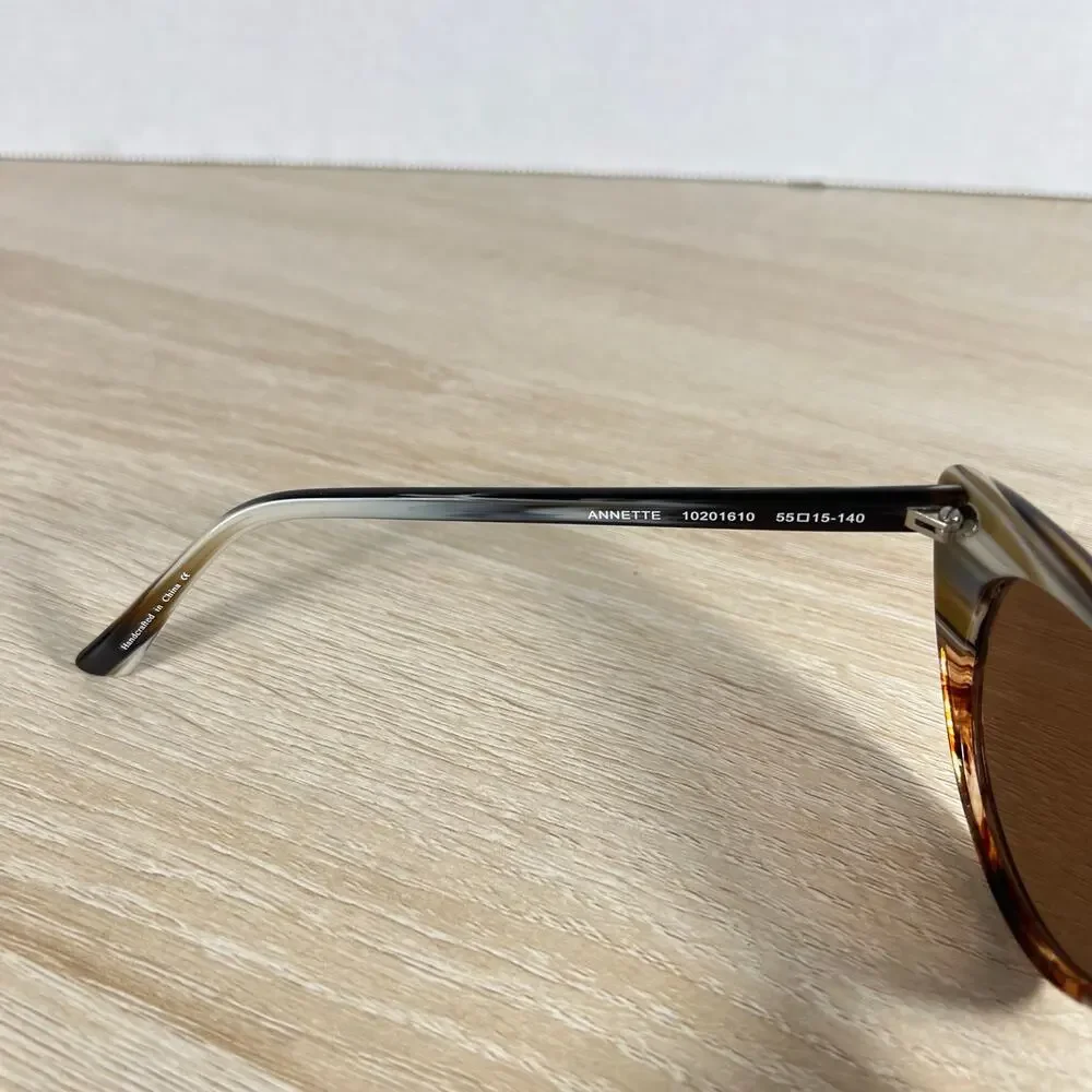 Corinne McCormack Annette 10201610 Sunglasses Striped Brown White 55-15-140